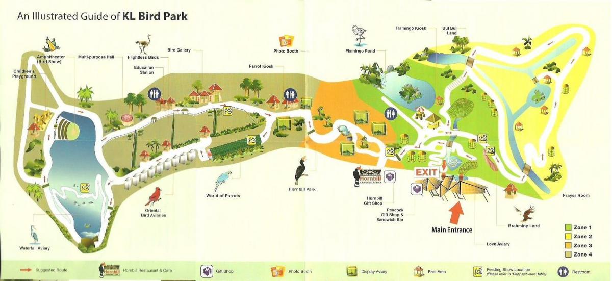 kuala lumpurju bird park zemljevid
