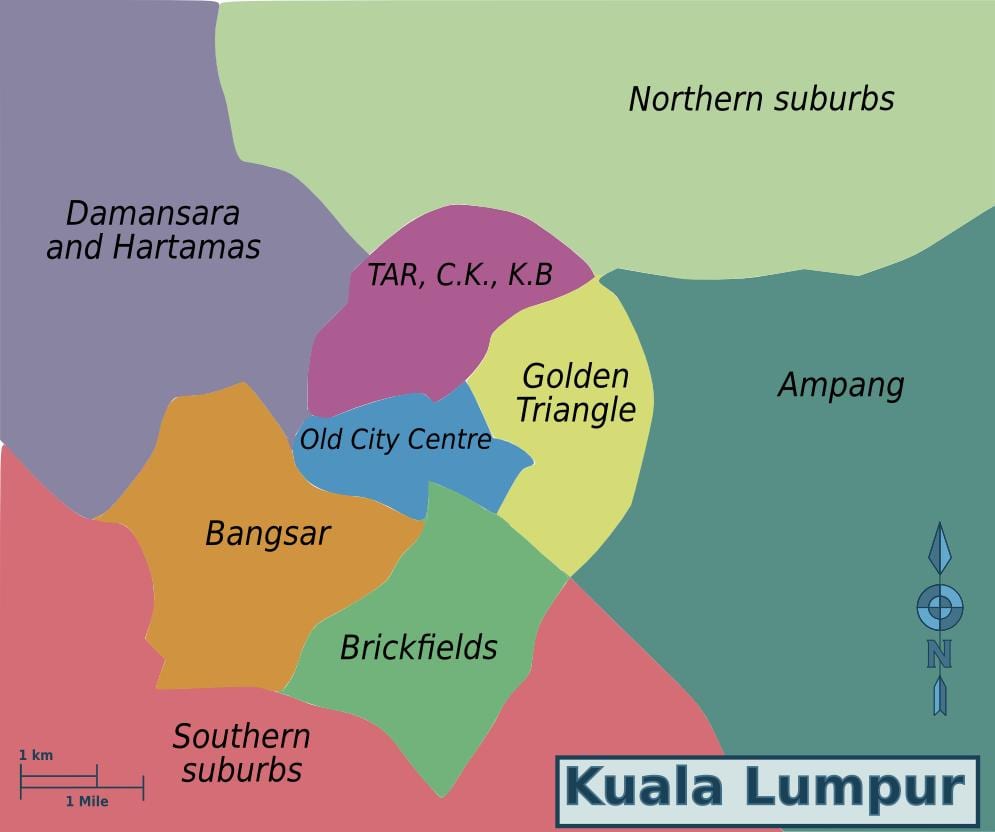 kuala lumpurju okrožno zemljevid