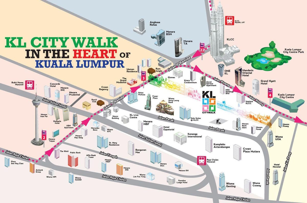 kuala lumpurju peš ogled zemljevida