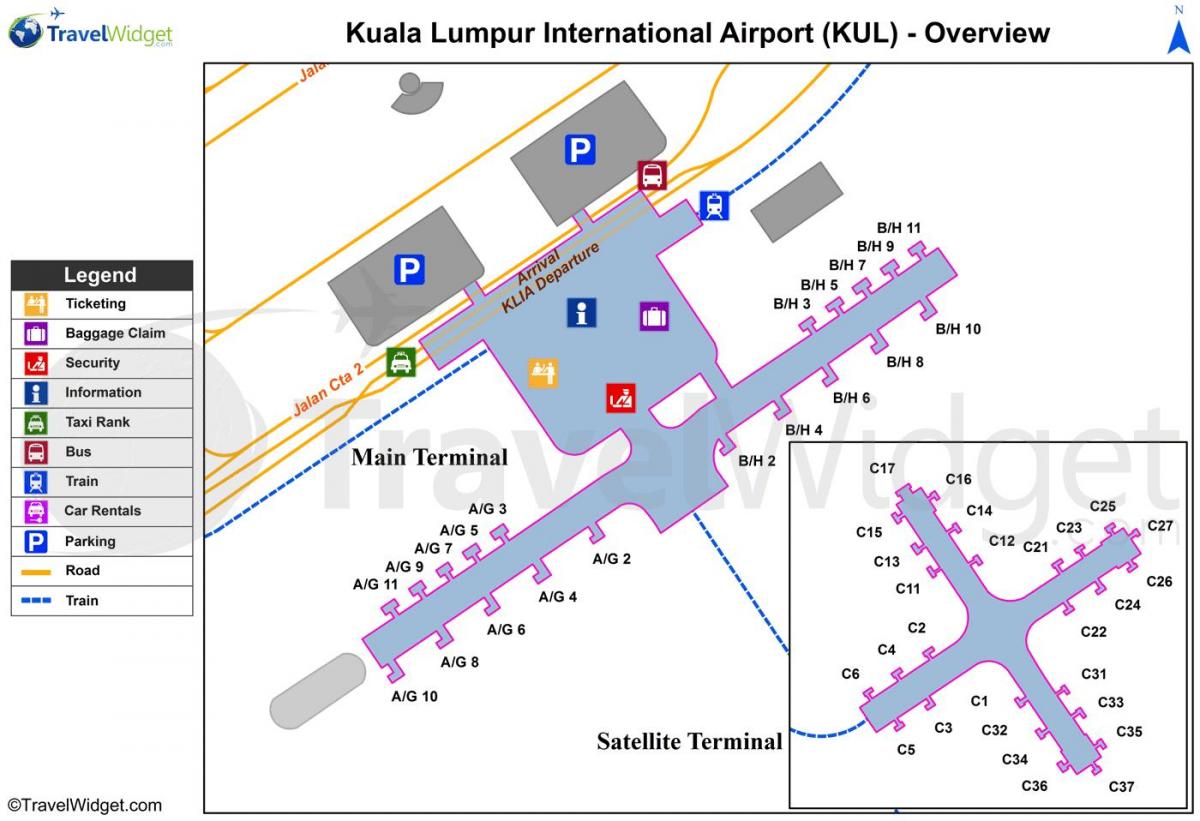 kuala lumpurju letališče glavni terminal zemljevid