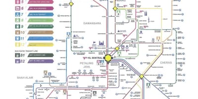Kuala lumpurju železniškega tranzita zemljevid